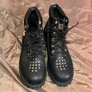 Timberland Black Boots Gold Accents